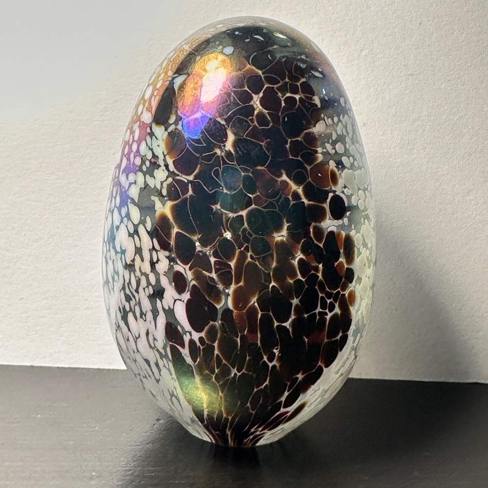 Vintage 1982 MSH Mount Saint Helens Ash Art Egg Paperweight 3" ~ SIGNED